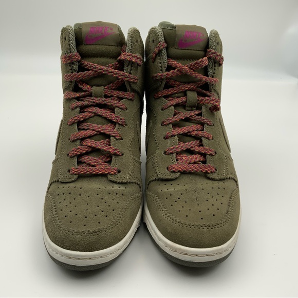 Nike Dunk Sky High Olive Green Suede Hidden Wedge Sneakers. Women’s Size 8. - Picture 2 of 10